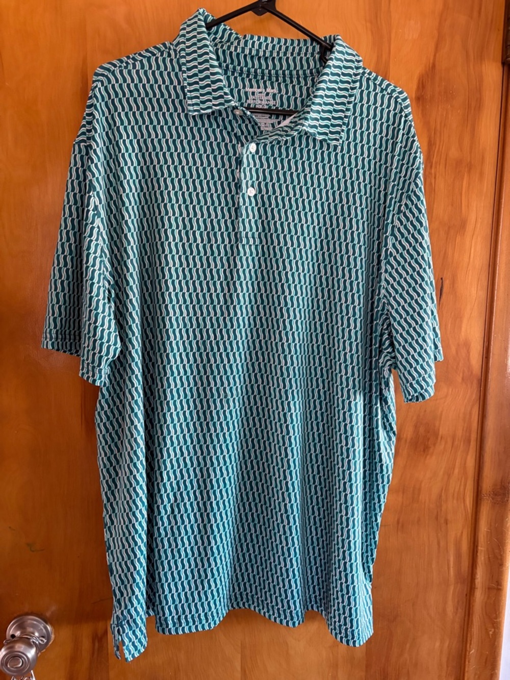 Men's Teal Geometric Print Polo Shirt